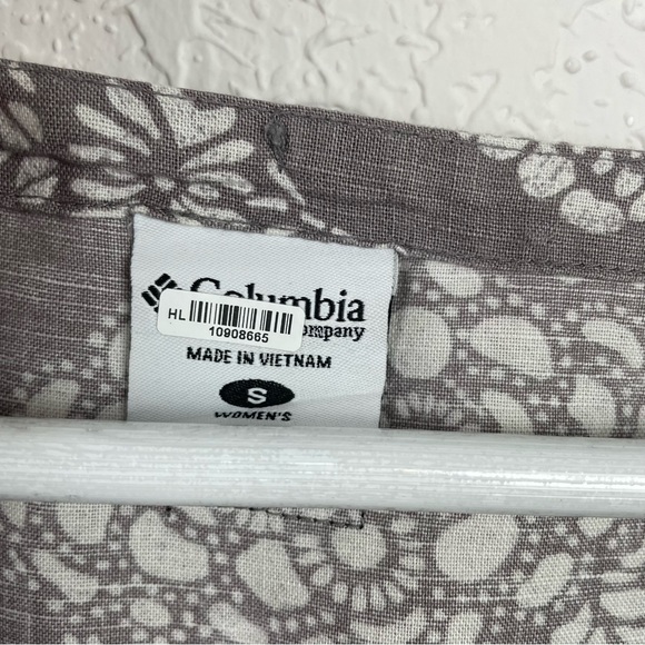 COLUMBIA Women’s Gray Linen Cotton Blend Peasant Blouse Top Size Small - Picture 2 of 6